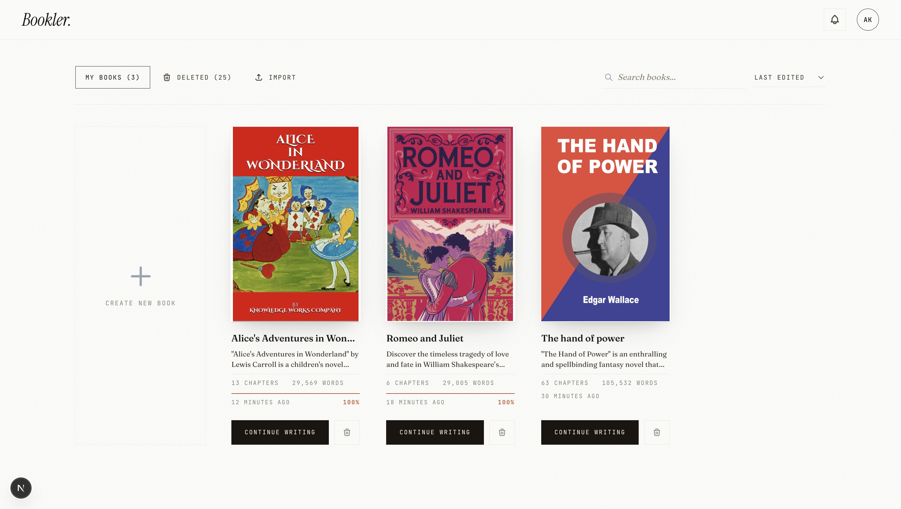Bookler dashboard with book covers
